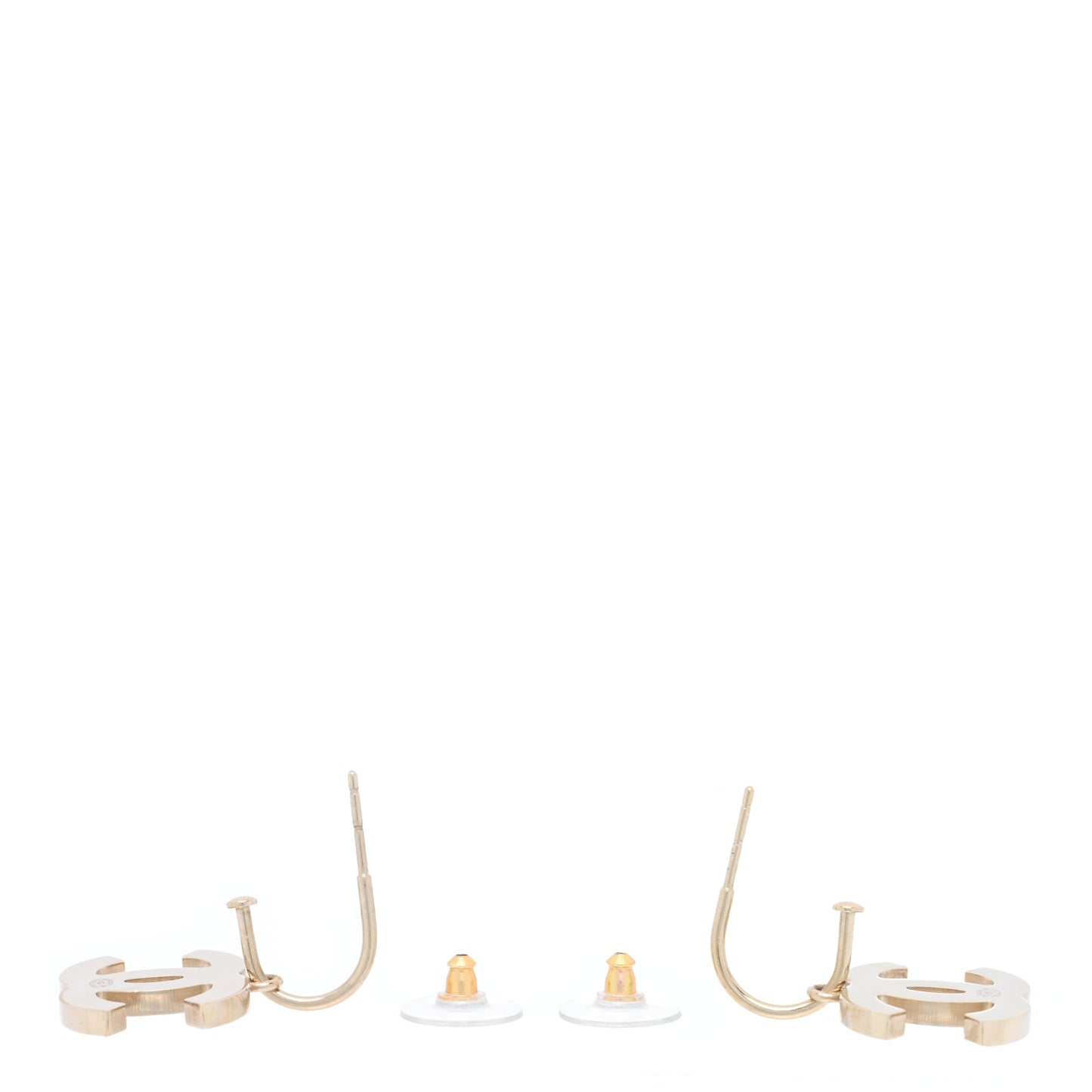 Pearlized Enamel CC Dangle Earrings Gold