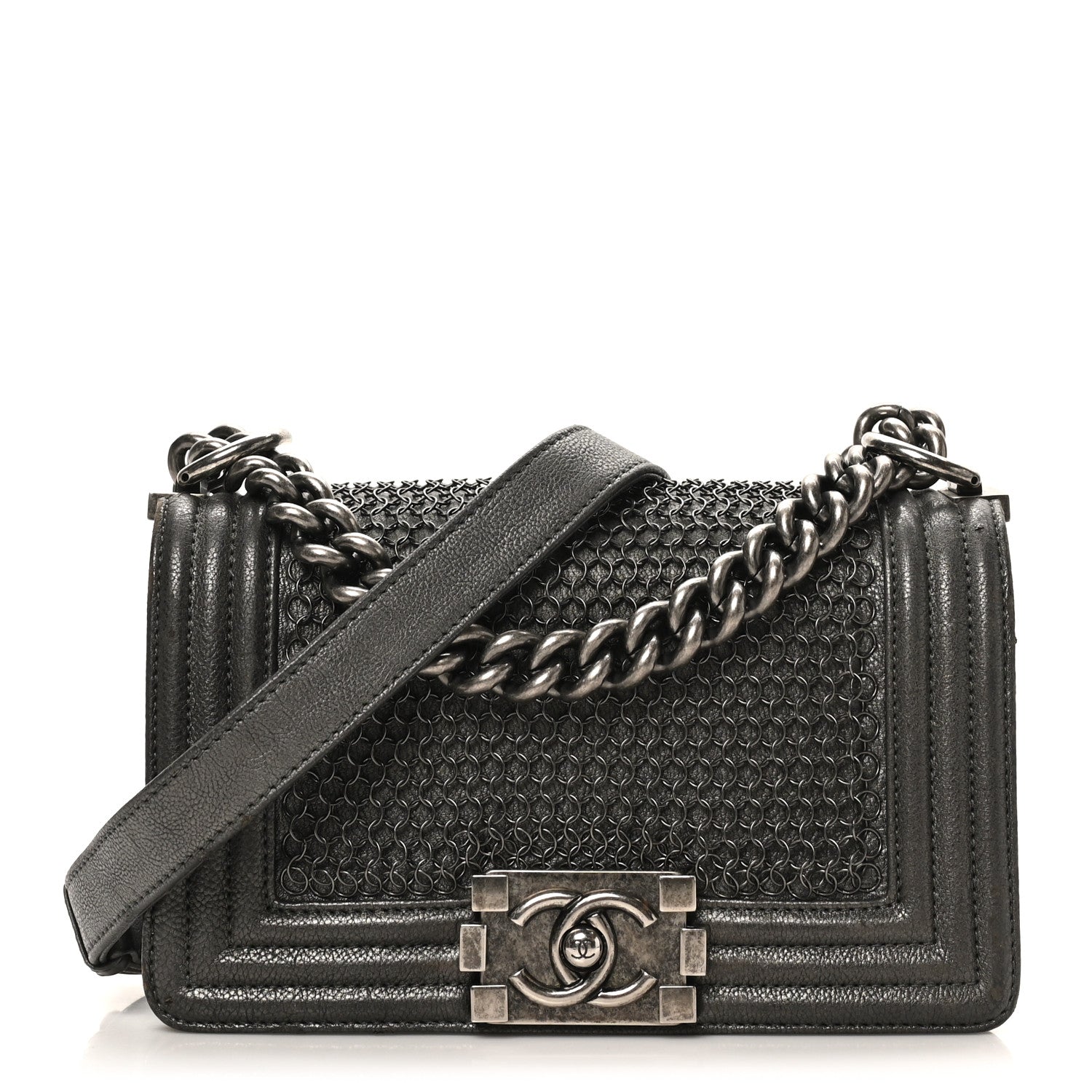 Chanel Goatskin Quilted Small Chain Mail Boy Flap Grey 1 of 10