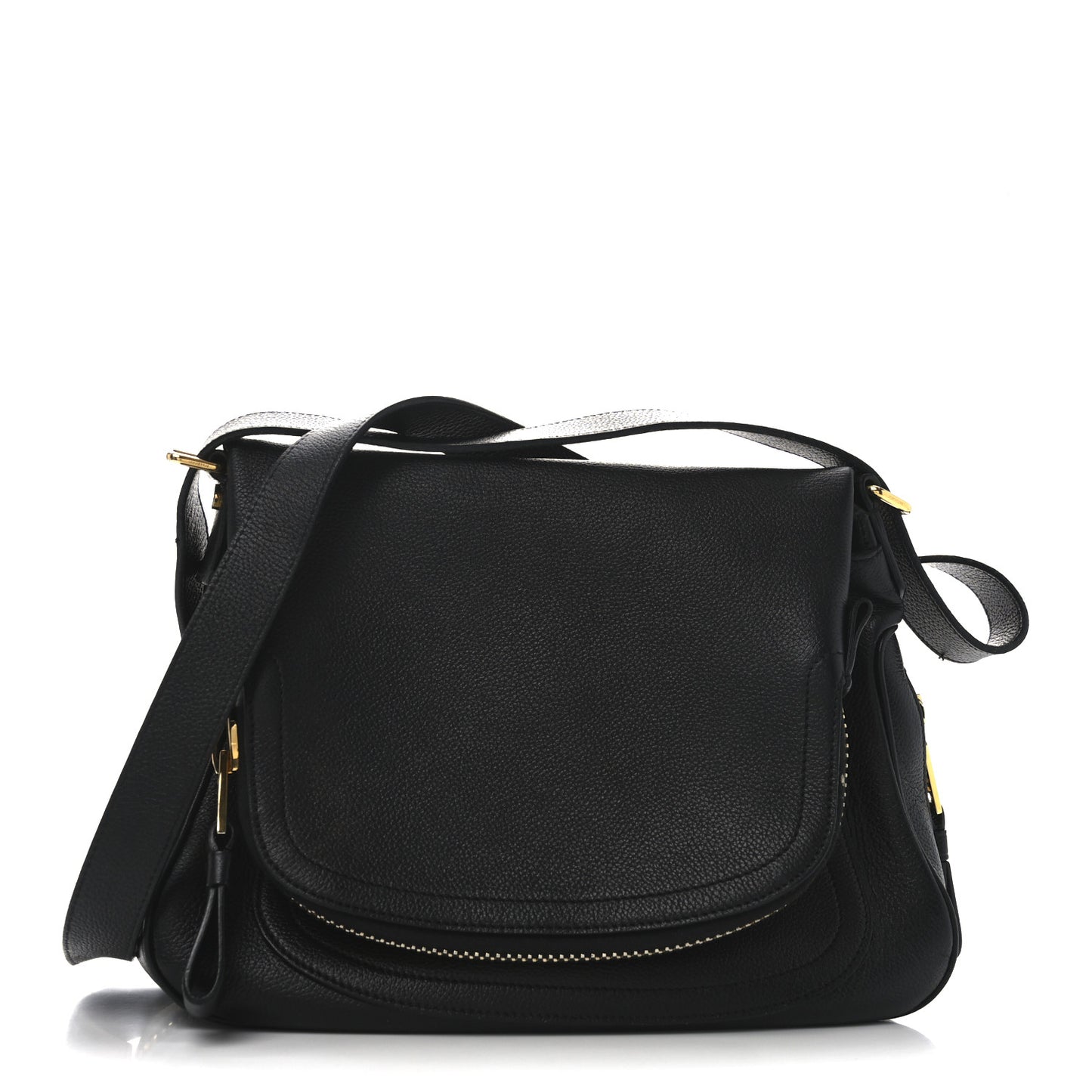 Grained Calfskin Medium Jennifer Crossbody Bag Black