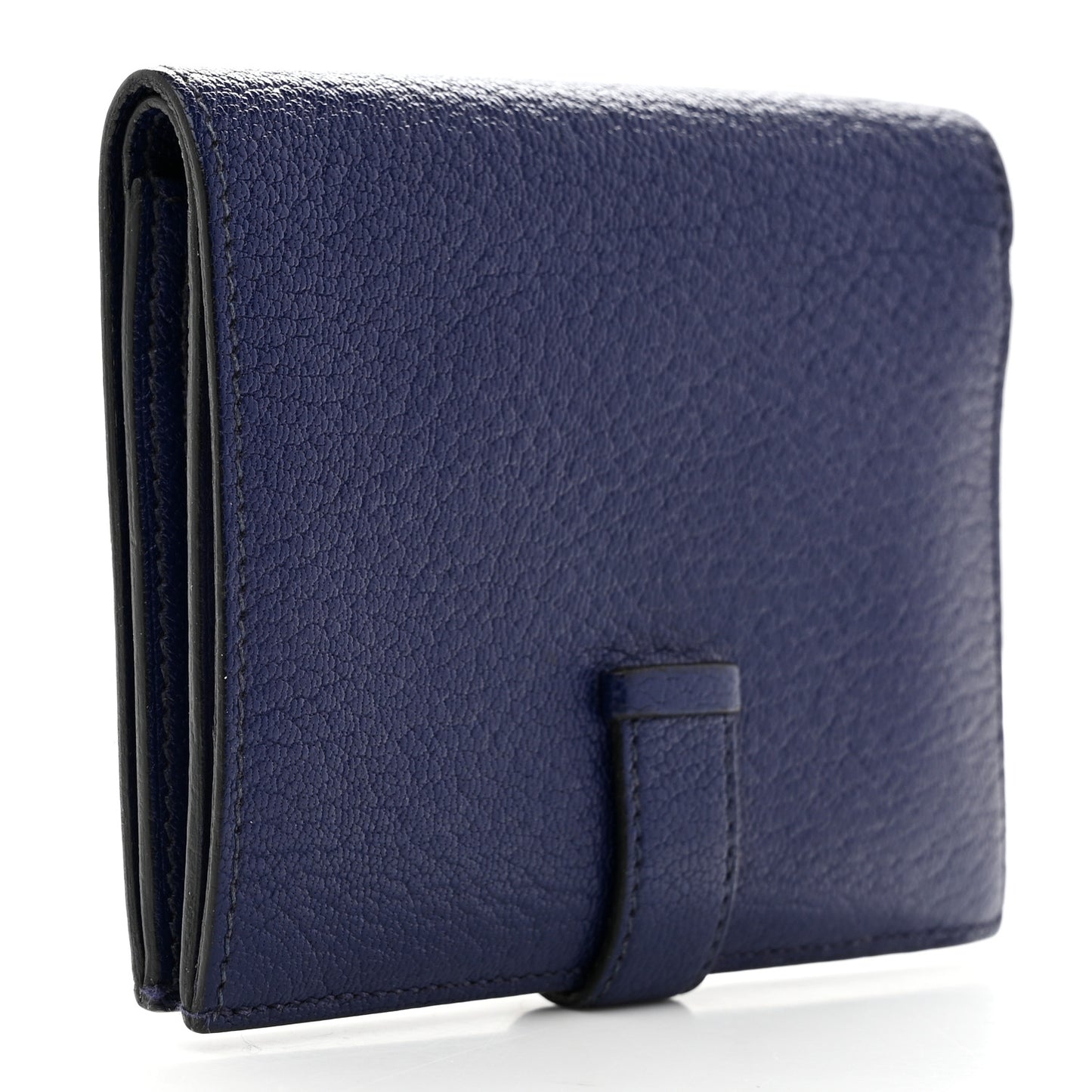 Chevre Mysore Bearn Compact Wallet Bleu Encre