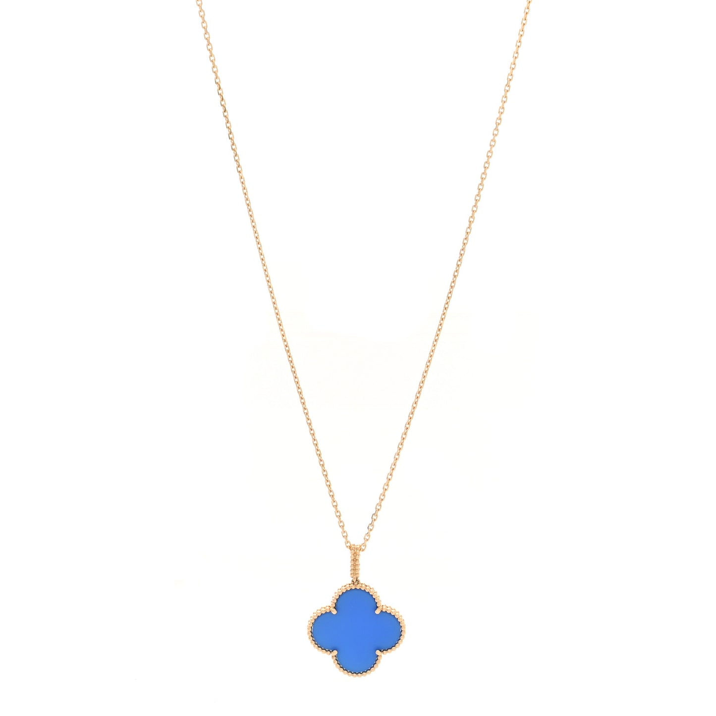 18K Yellow Gold Blue Agate Magic Alhambra Long Necklace