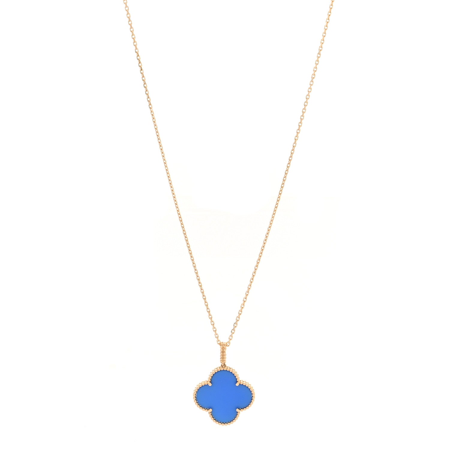 Van Cleef & Arpels 18K Yellow Gold Blue Agate Magic Alhambra Long Necklace 1 of 5