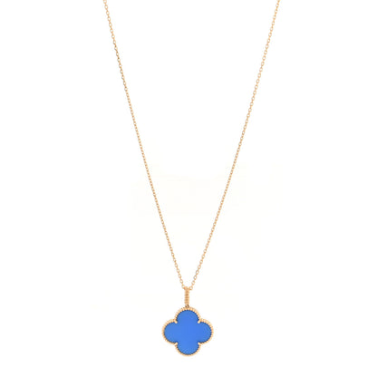 Van Cleef & Arpels 18K Yellow Gold Blue Agate Magic Alhambra Long Necklace 1 of 5