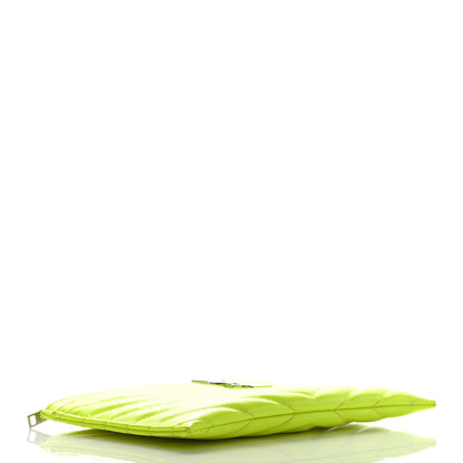 Saint Laurent Patent Grain De Poudre Matelasse Chevron Monogram Bill Pouch Neon Yellow 8 of 14