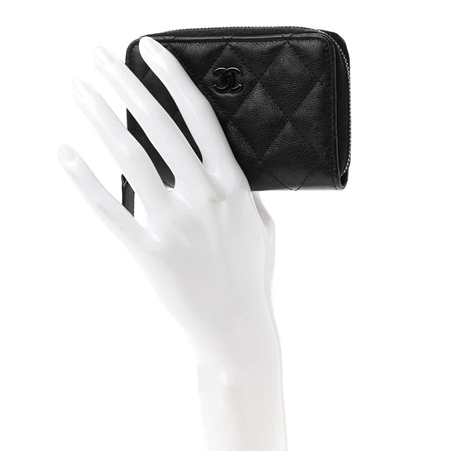 Calfskin Quilted Zip Coin Purse So Black