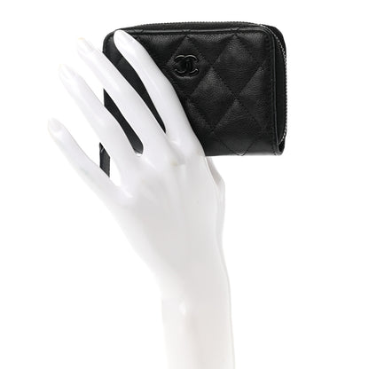 Chanel Calfskin Quilted Zip Coin Purse So Black 2 of 8