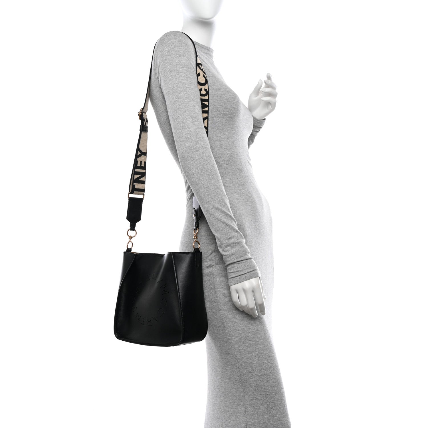 Stella McCartney Eco Alter Nappa Perforated Logo Mini Crossbody Black 2 of 9