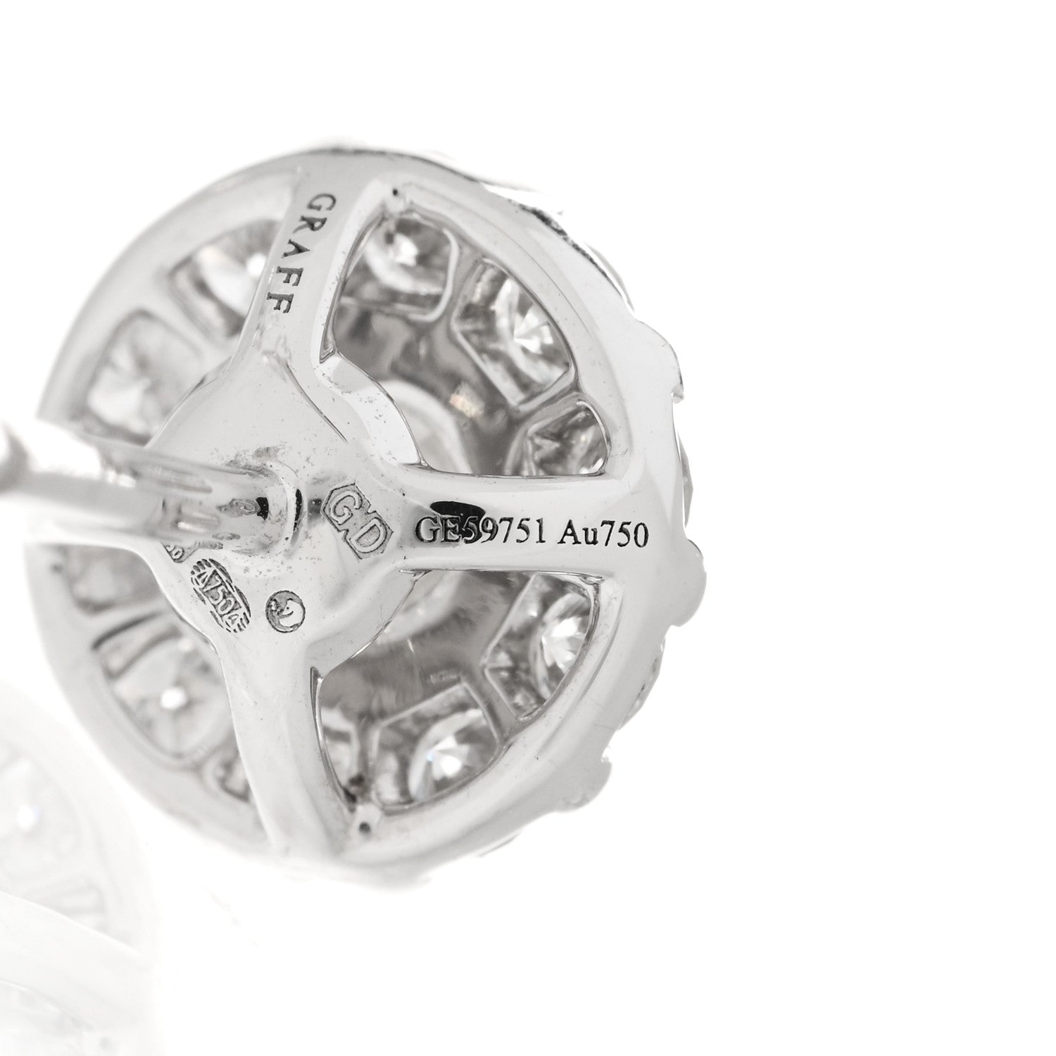 Graff 18K White Gold Diamond 1.50ct Icon Round Stud Earrings 5 of 6
