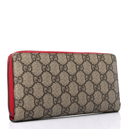 Gucci GG Supreme Monogram Pearl Zip Around Wallet Beige Hibiscus Red 2 of 4