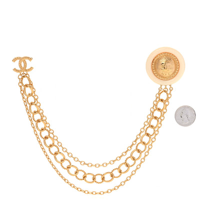 Chanel CC Medallion Multi Strand Long Chain Brooch Gold 2 of 4