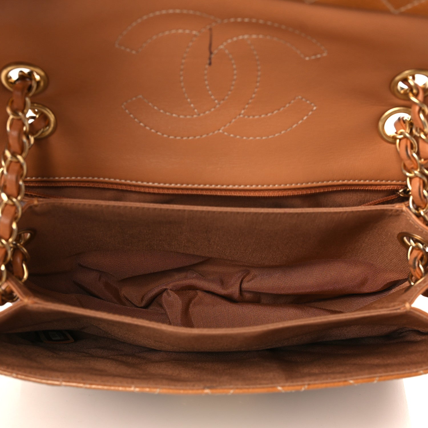 Chanel Patent Goatskin Quilted Small 3 Pocket Accordion Flap Brown 4 of 11