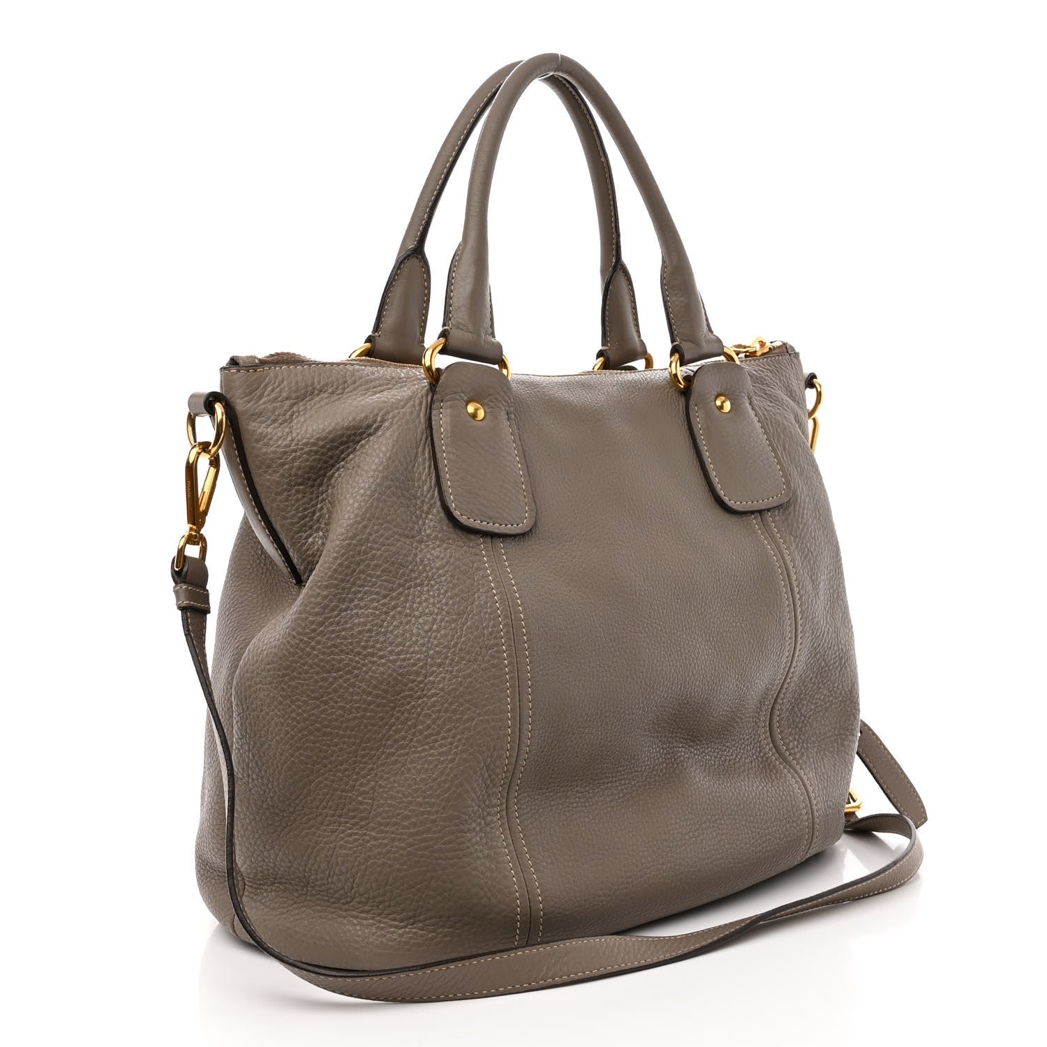 Prada Vitello Daino Shoulder Bag Argilla 3 of 16