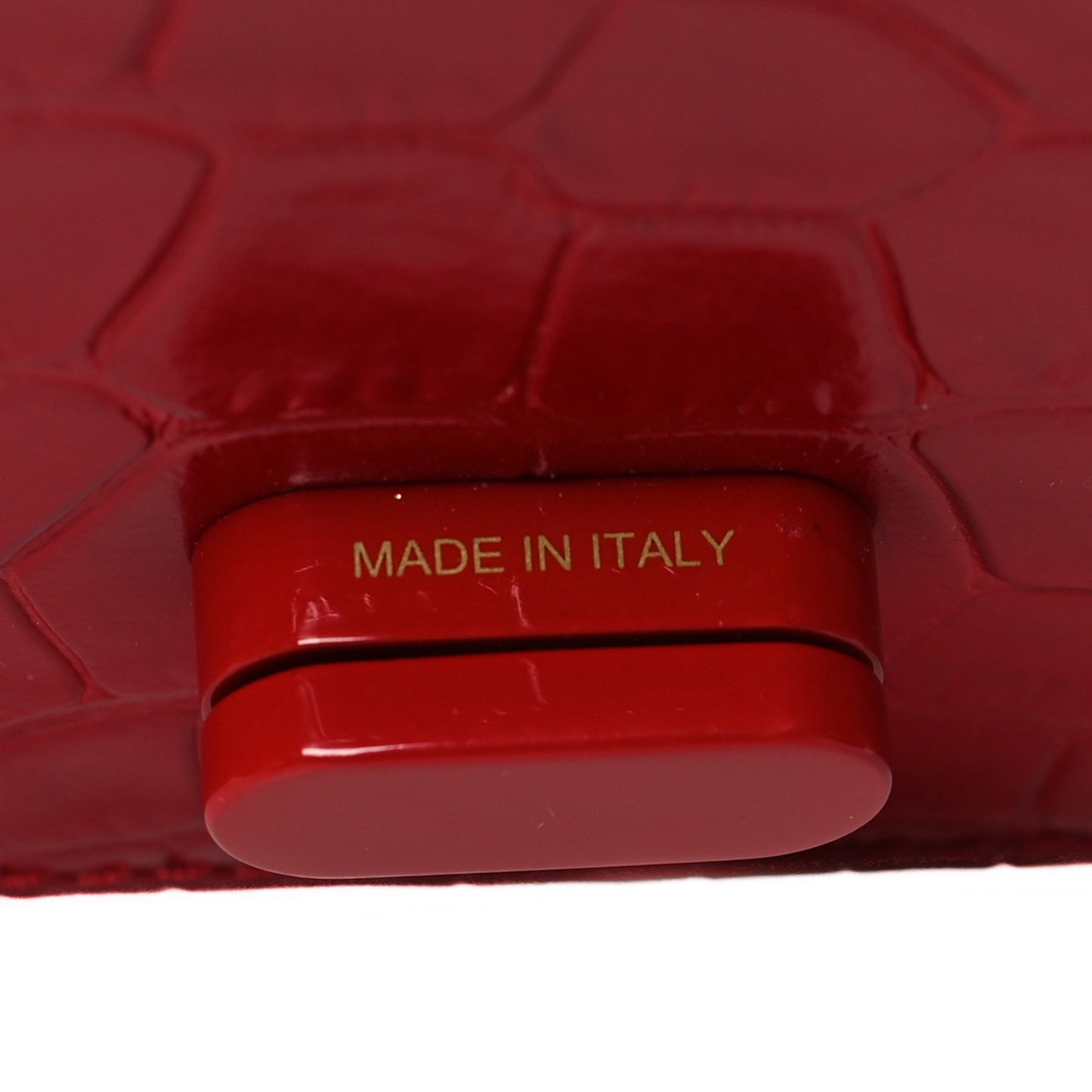 Calfskin Alligator Embossed Elisa Baguette Red