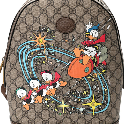 Gucci X DISNEY GG Supreme Monogram Donald Duck Small Interlocking G Dome Backpack Beige Multicolor New Acero 8 of 10