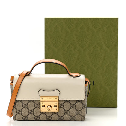 Gucci GG Supreme Monogram New Sakai Calfskin Mini Padlock Top Handle Shoulder Bag Beige Ebony Mystic White Sun Oil 13 of 13
