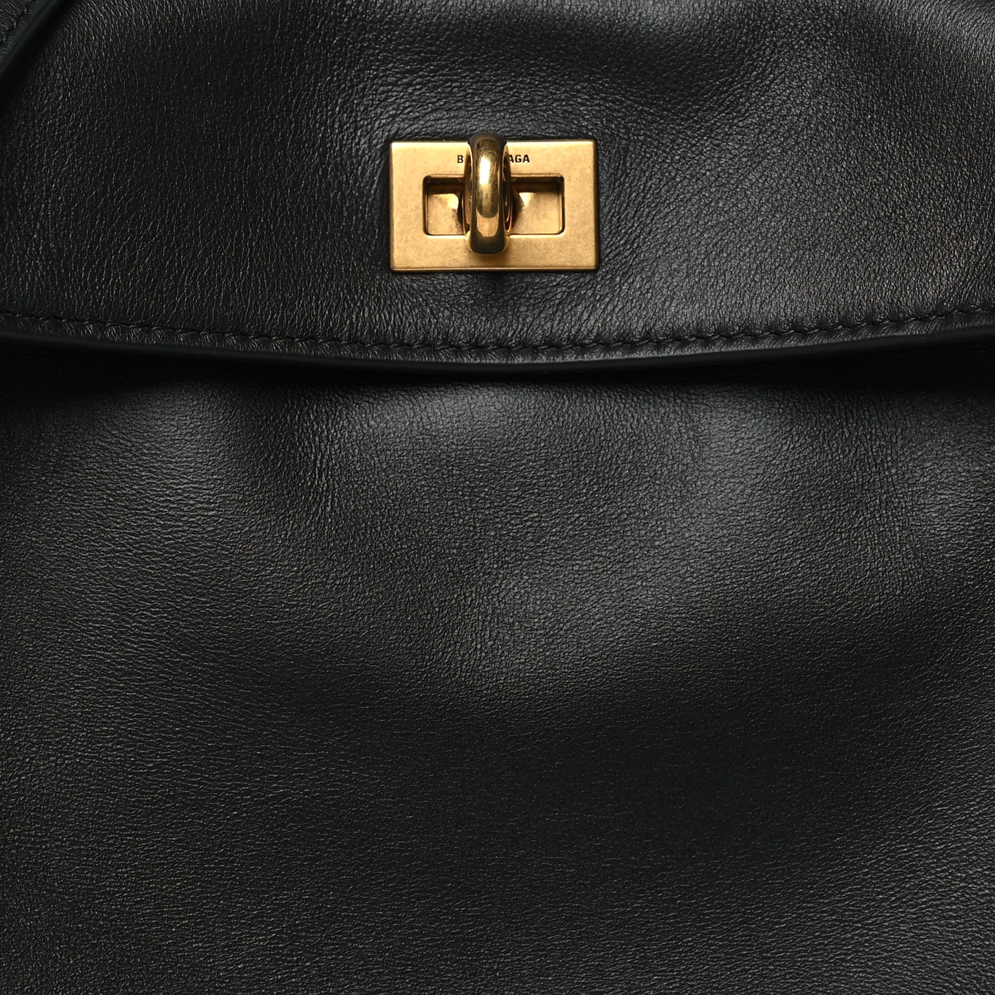 Natural Smooth Calfskin Mini Rodeo Top Handle Handbag Black