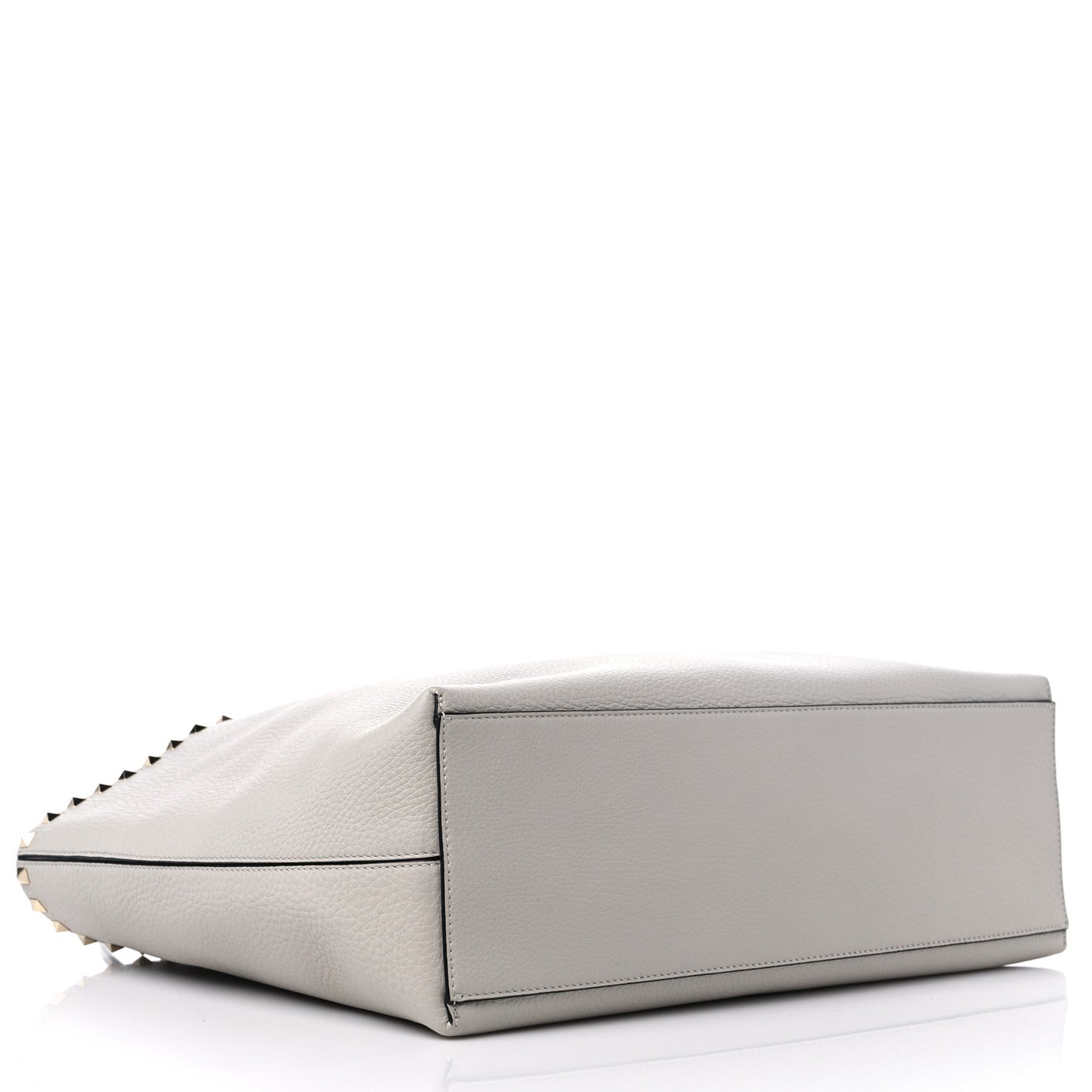 Grained Calfskin Rockstud Shoulder Tote Opal Grey