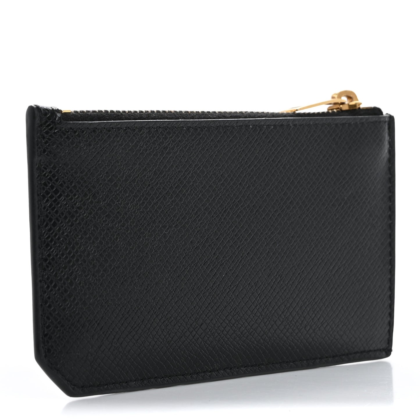 Calfskin 5 Fragments Zip Pouch Card Holder Black