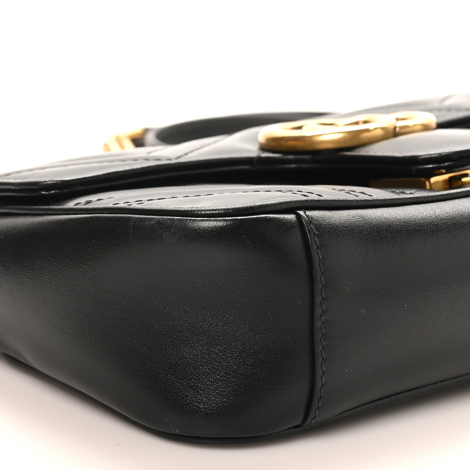 Gucci Calfskin Matelasse Mini GG Marmont Shoulder Bag Black 9 of 11