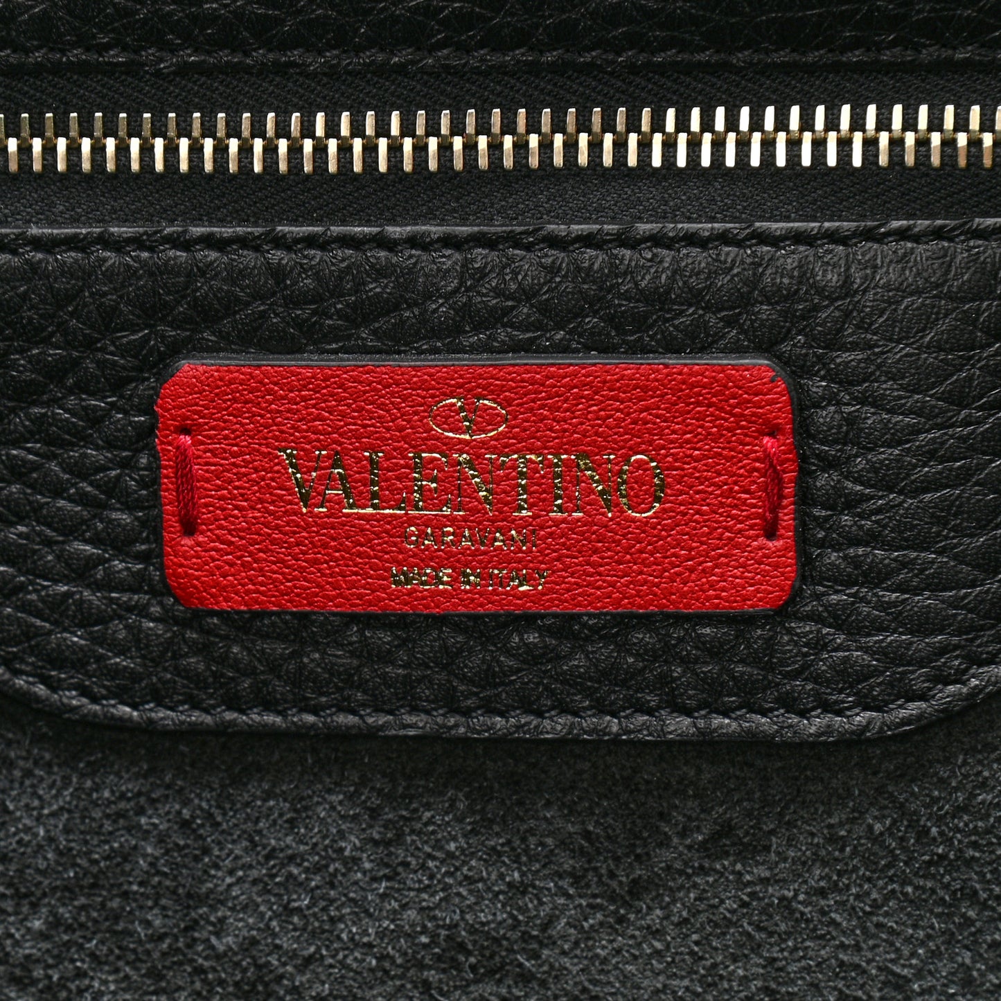 Grained Calfskin Small Rockstud Shoulder Tote Black