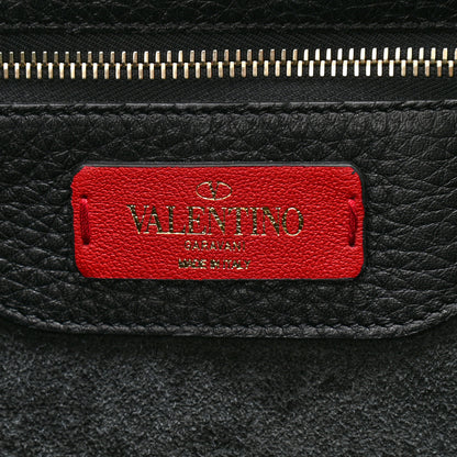 Valentino Garavani Grained Calfskin Small Rockstud Shoulder Tote Black 7 of 10