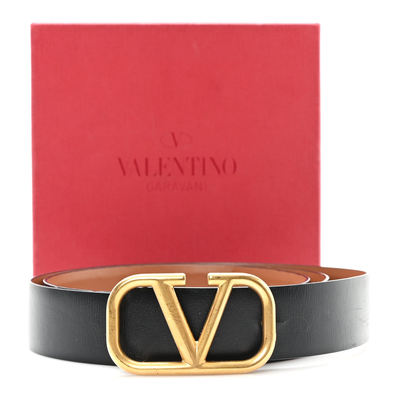 Valentino Garavani Glossy Calfskin VLogo Reversible 30mm Belt 85 34 Saddle Brown Black 6 of 6