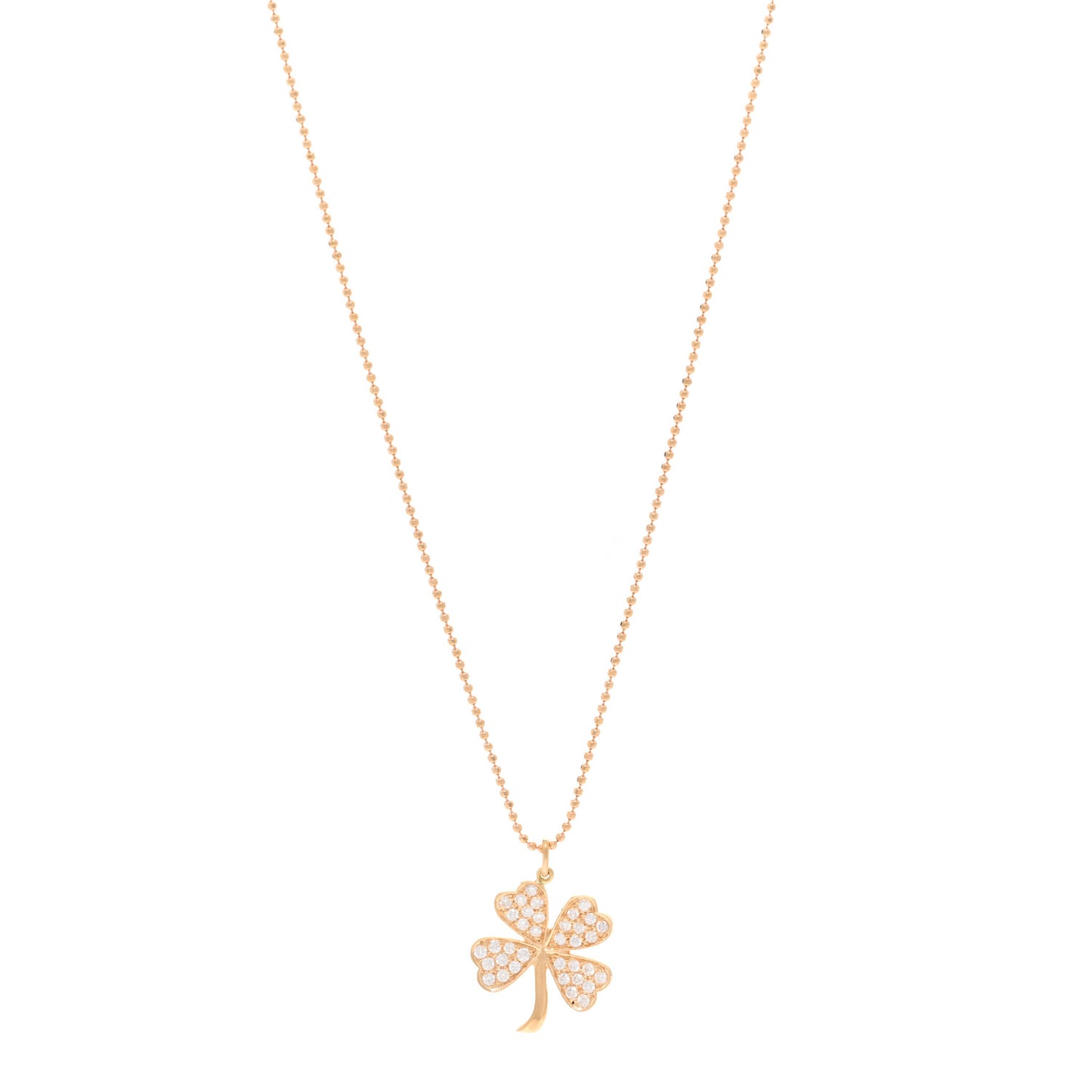 18K Rose Gold Diamond Large Clover Pendant Necklace