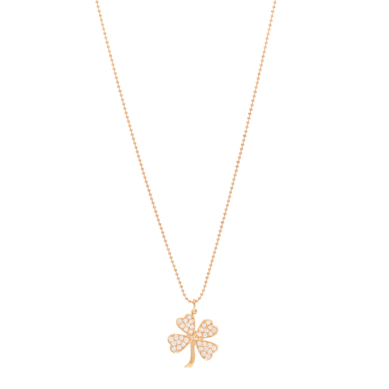 Jennifer Meyer 18K Rose Gold Diamond Large Clover Pendant Necklace 1 of 4
