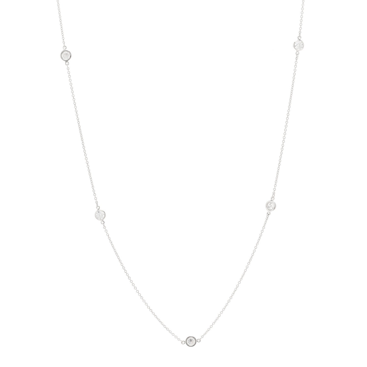 Tiffany Platinum Diamond Elsa Peretti .70ctw Diamonds by the Yard 5 Station Necklace 1 of 6