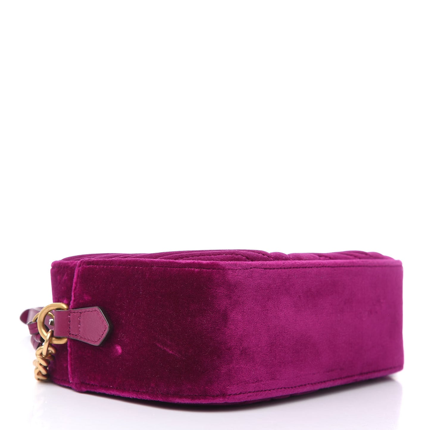 Velvet Matelasse Small GG Marmont Chain Shoulder Bag Fuchsia Violet Cyclamen