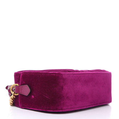 Gucci Velvet Matelasse Small GG Marmont Chain Shoulder Bag Fuchsia Violet Cyclamen 4 of 9