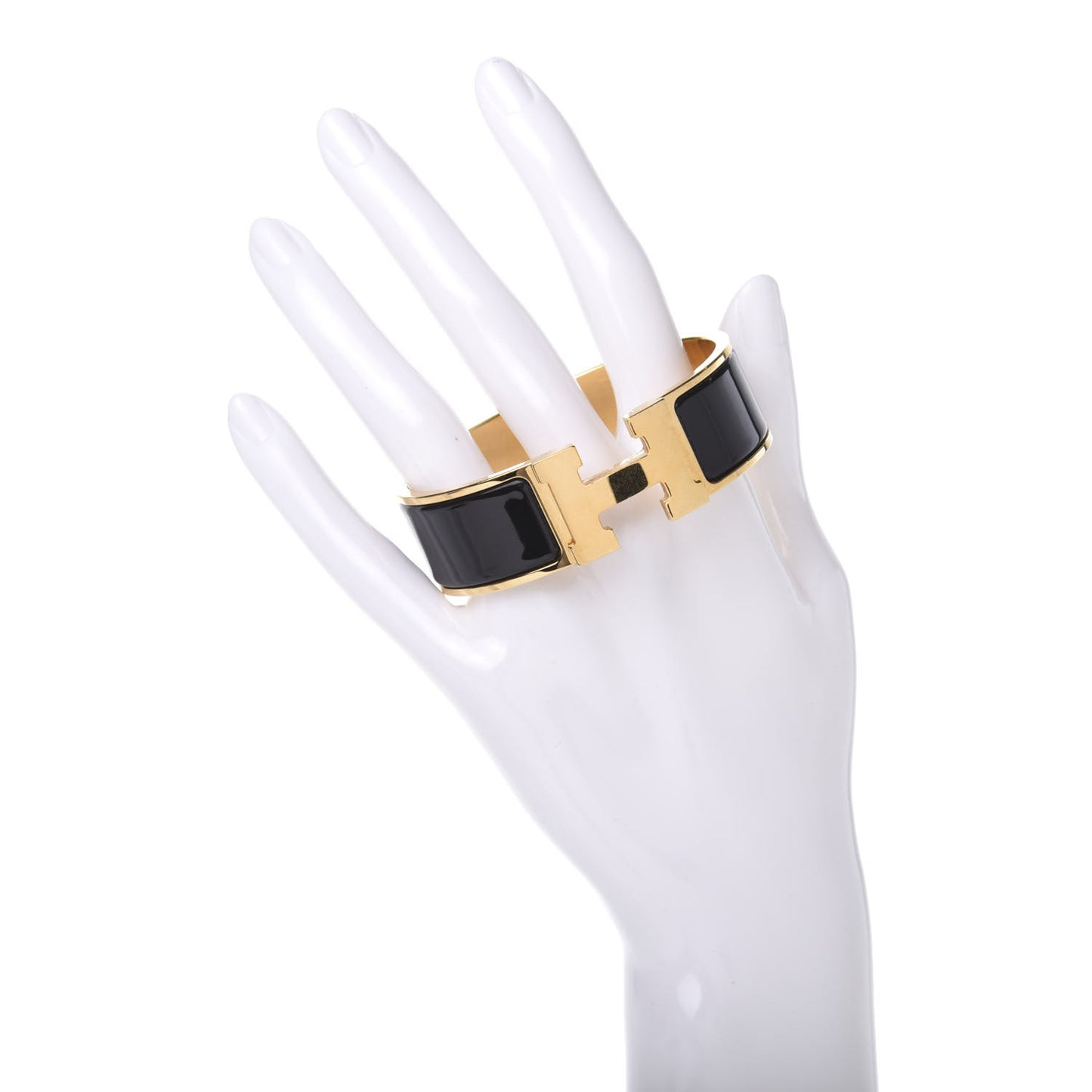 Enamel Wide Clic Clac H Bracelet GM Black