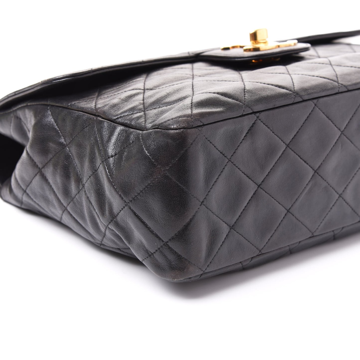 Lambskin Quilted Jumbo Single Flap Black