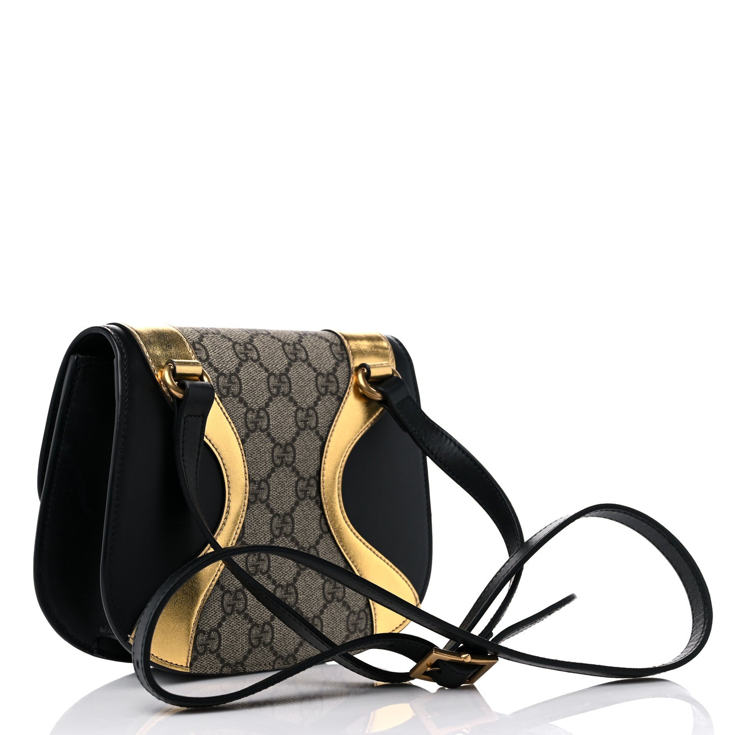 GG Supreme Monogram Small Osiride Shoulder Bag Black Gold