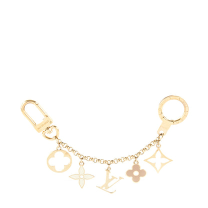 Louis Vuitton Brass Enamel Fleur De Monogram Bag Charm Chain Gold 1 of 4