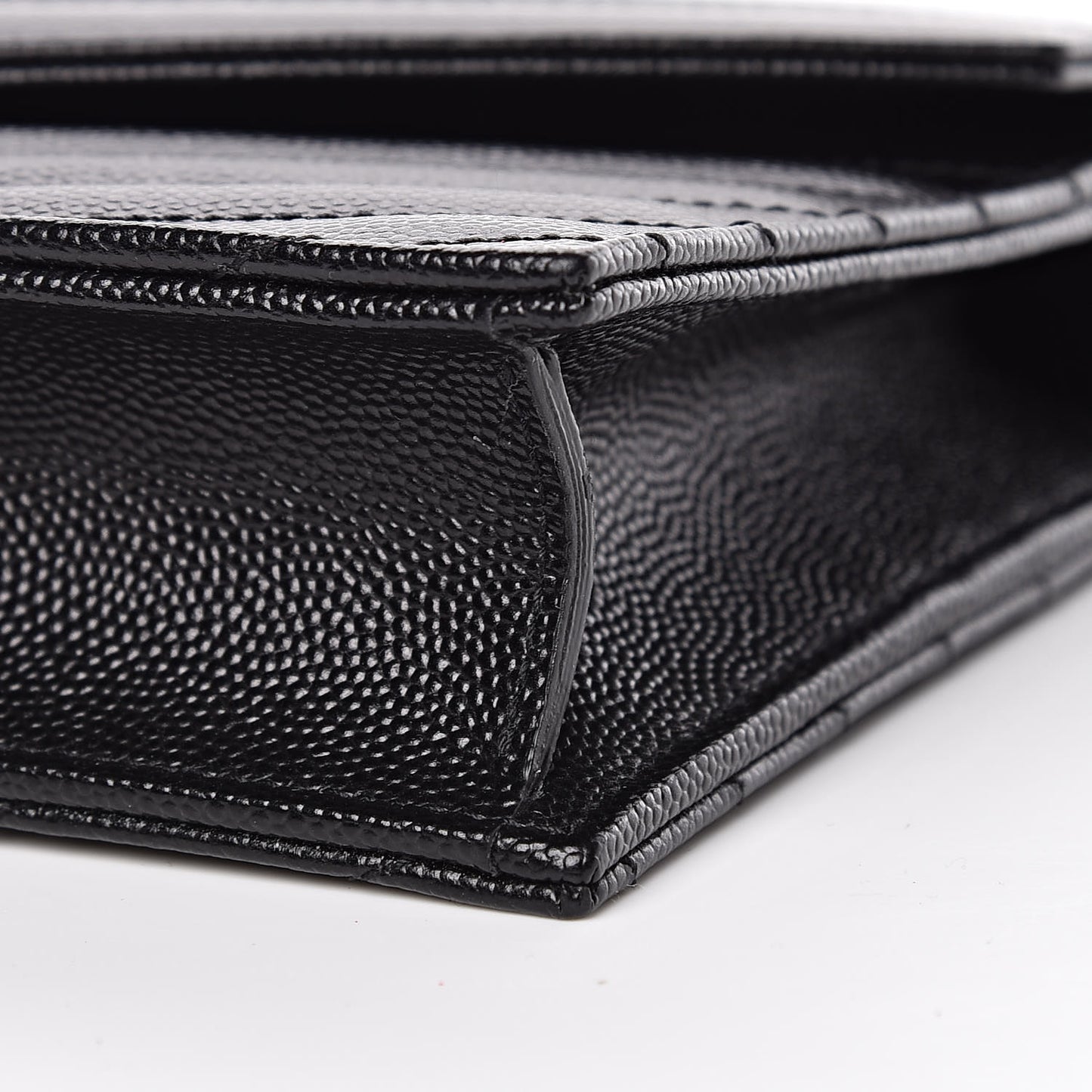 Grain De Poudre Matelasse Chevron Monogram Envelope Chain Wallet Black