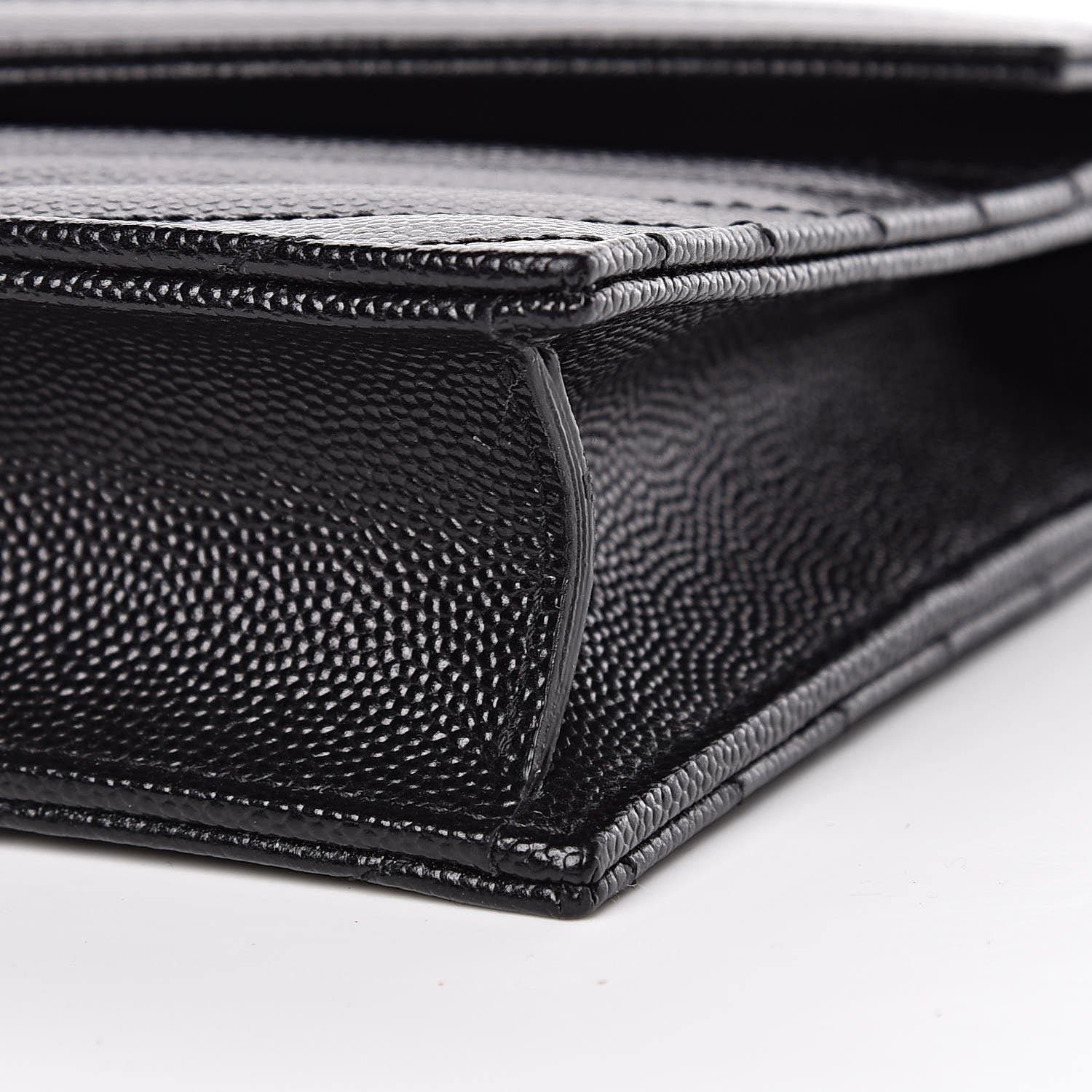 Saint Laurent Grain De Poudre Matelasse Chevron Monogram Envelope Chain Wallet Black 9 of 11