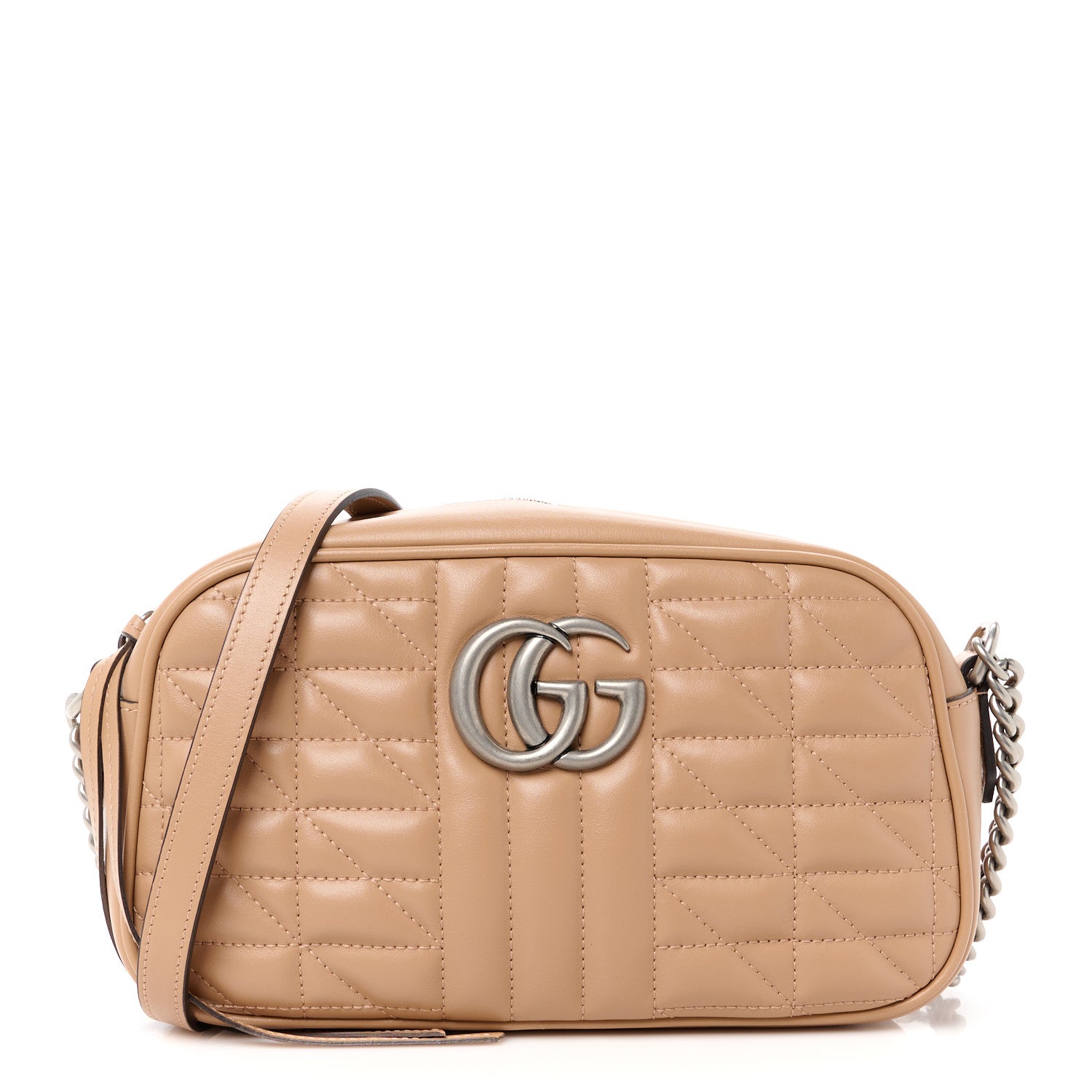 Gucci Calfskin Matelasse Aria Small GG Marmont Chain Shoulder Bag Camelia 1 of 12