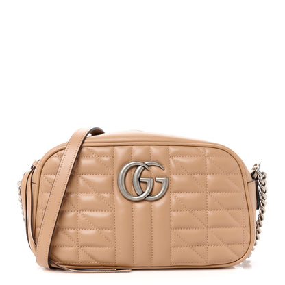 Gucci Calfskin Matelasse Aria Small GG Marmont Chain Shoulder Bag Camelia 1 of 12