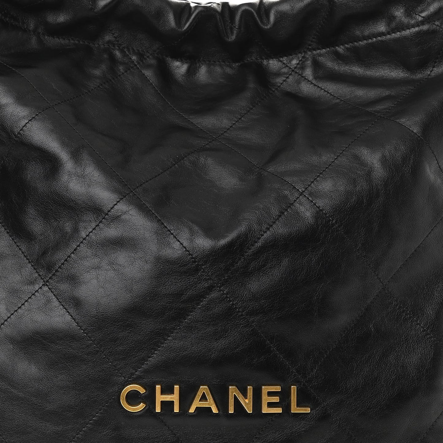 Shiny Calfskin Quilted Large Chanel 22 Black