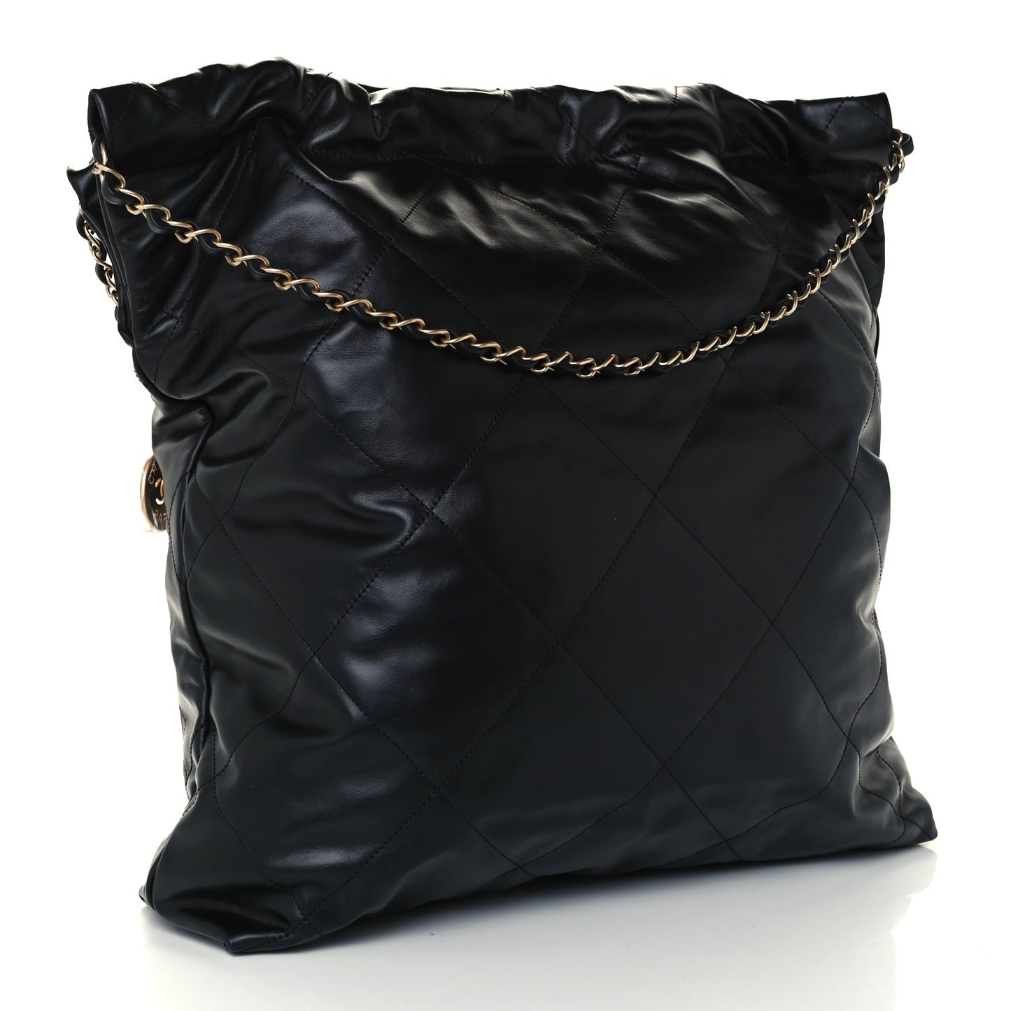 Calfskin Quilted Large Chanel 22 Black