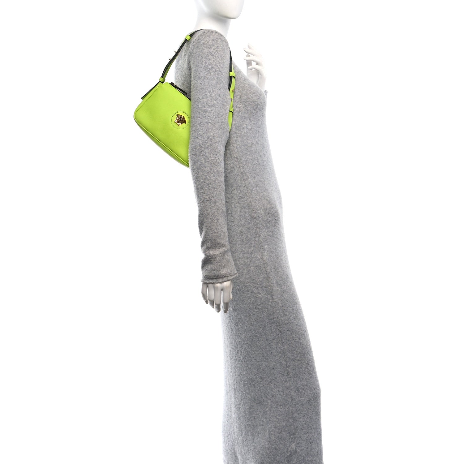 Versace Grained Calfskin Medusa Shoulder Bag Lime 2 of 10