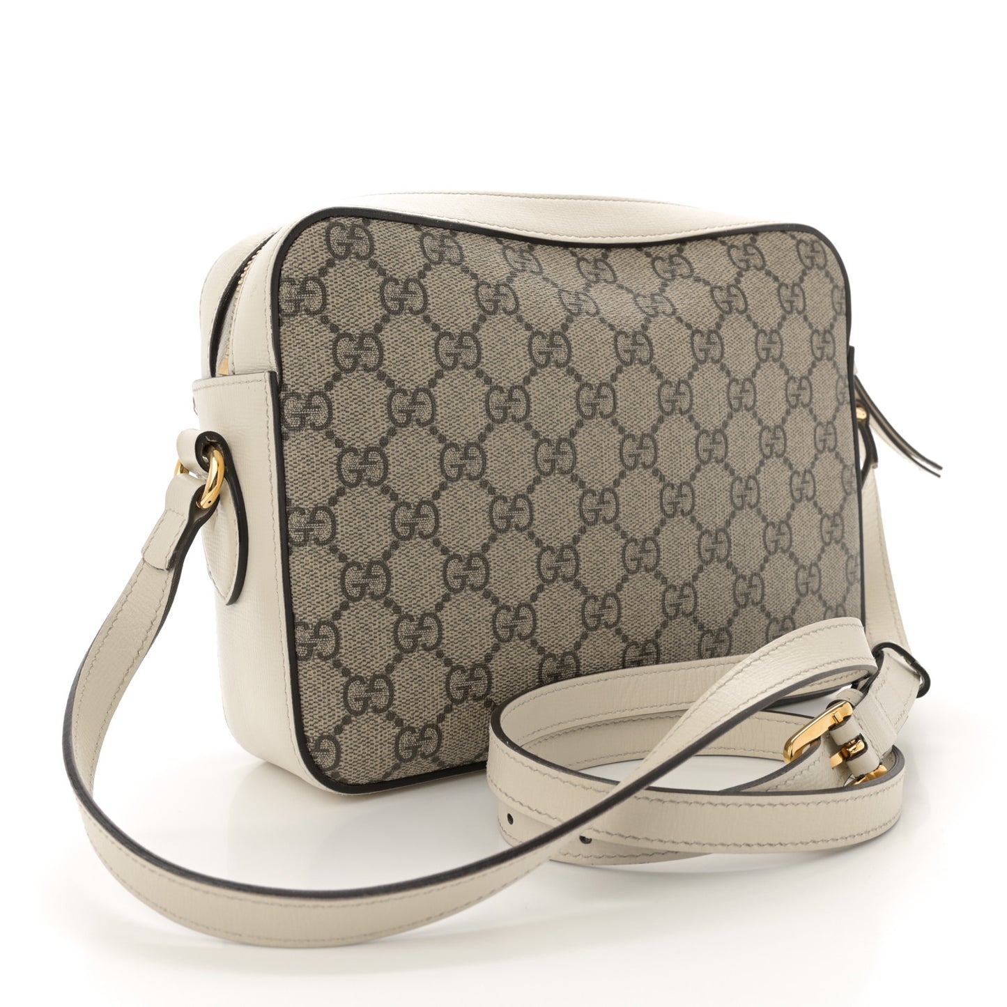GG Supreme Monogram Small Horsebit 1955 Shoulder Bag Beige Mystic White