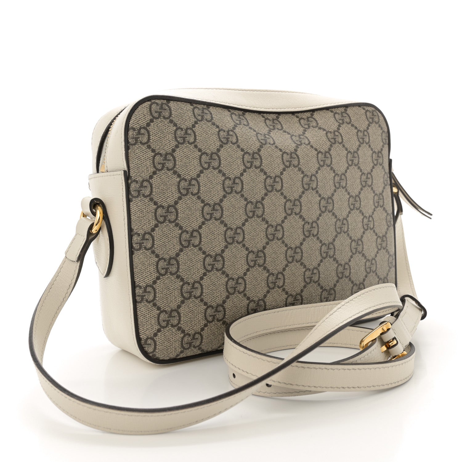 Gucci GG Supreme Monogram Small Horsebit 1955 Shoulder Bag Beige Mystic White 3 of 15