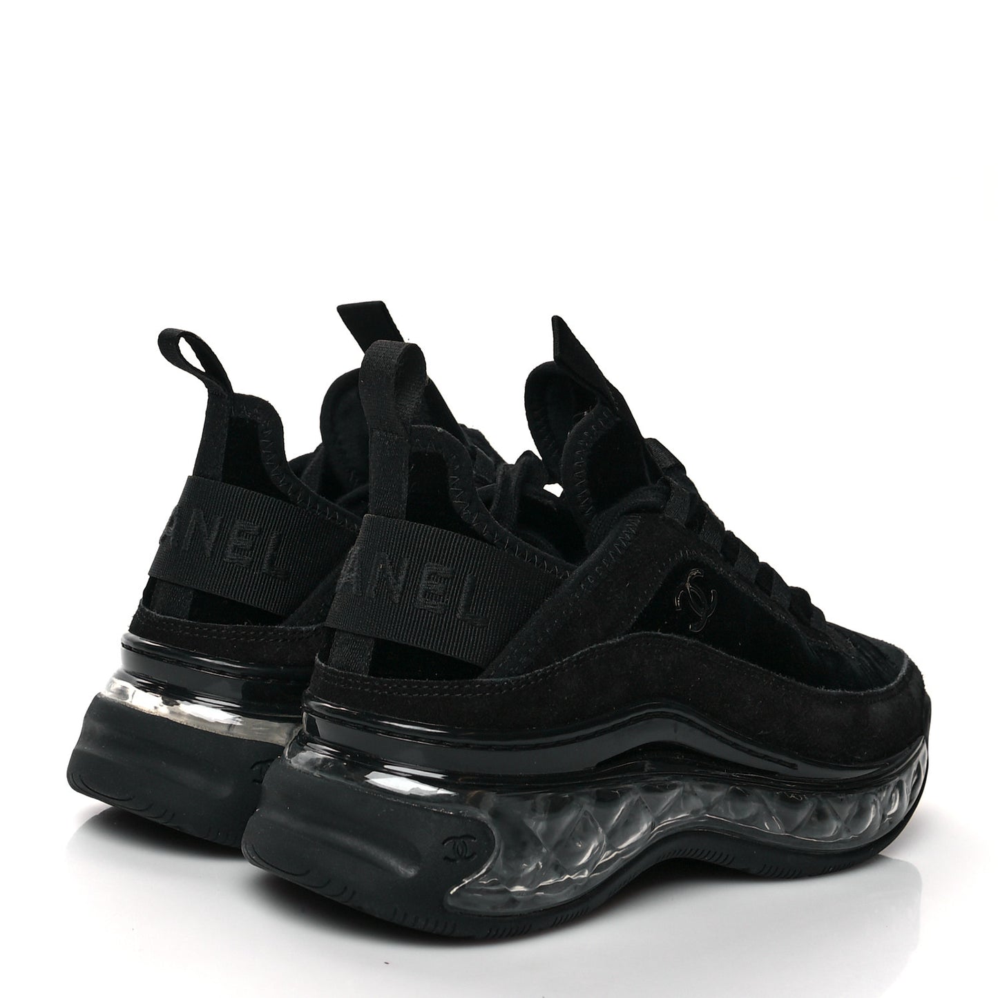 Suede Calfskin Velvet Grosgrain CC Sneakers 36 Black