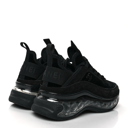 Chanel Suede Calfskin Velvet Grosgrain CC Sneakers 36 Black 4 of 8