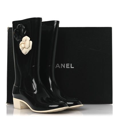 Chanel Rubber Camellia Rain Boots 40 Black 11 of 11