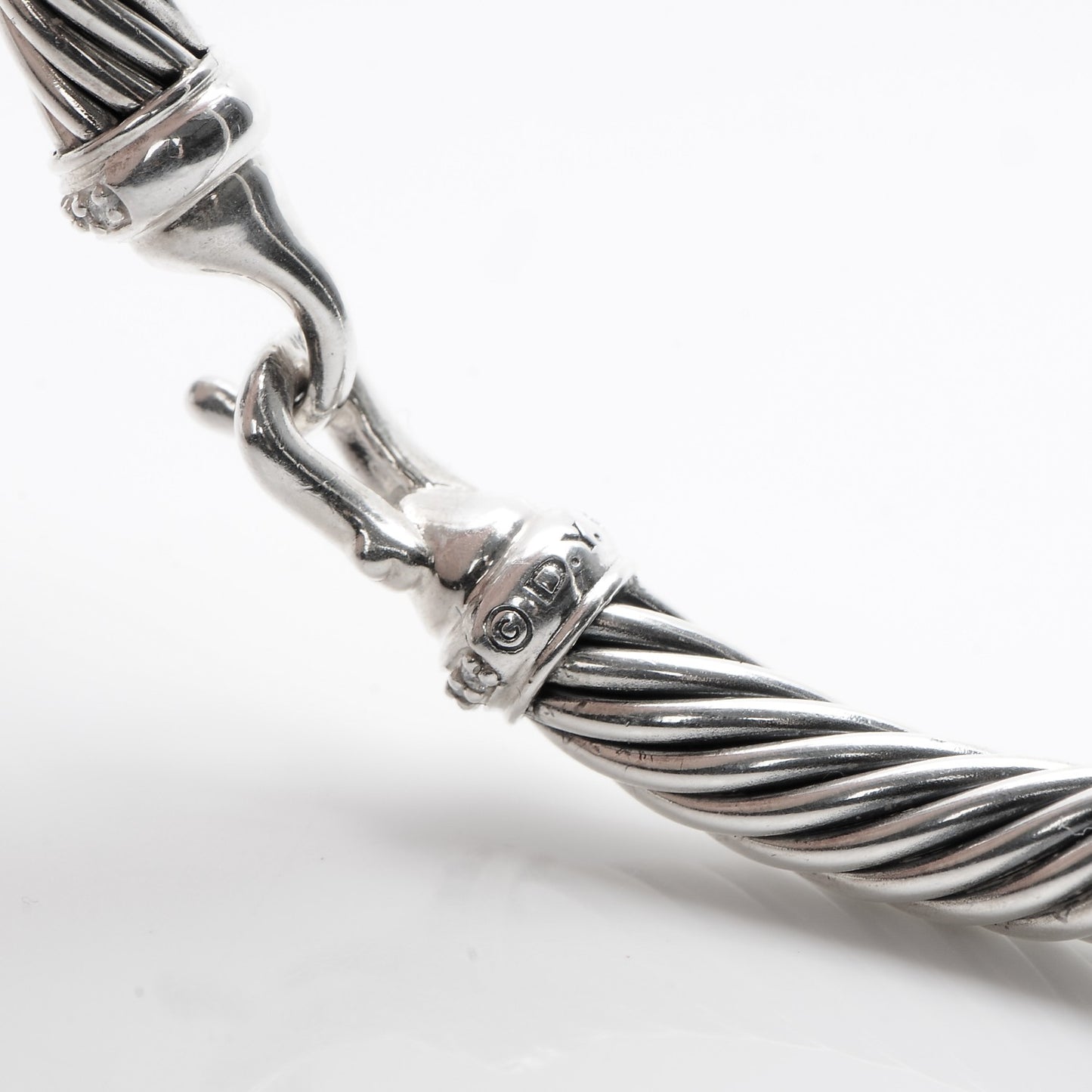 Sterling Silver Diamond 5mm Cable Buckle Bracelet