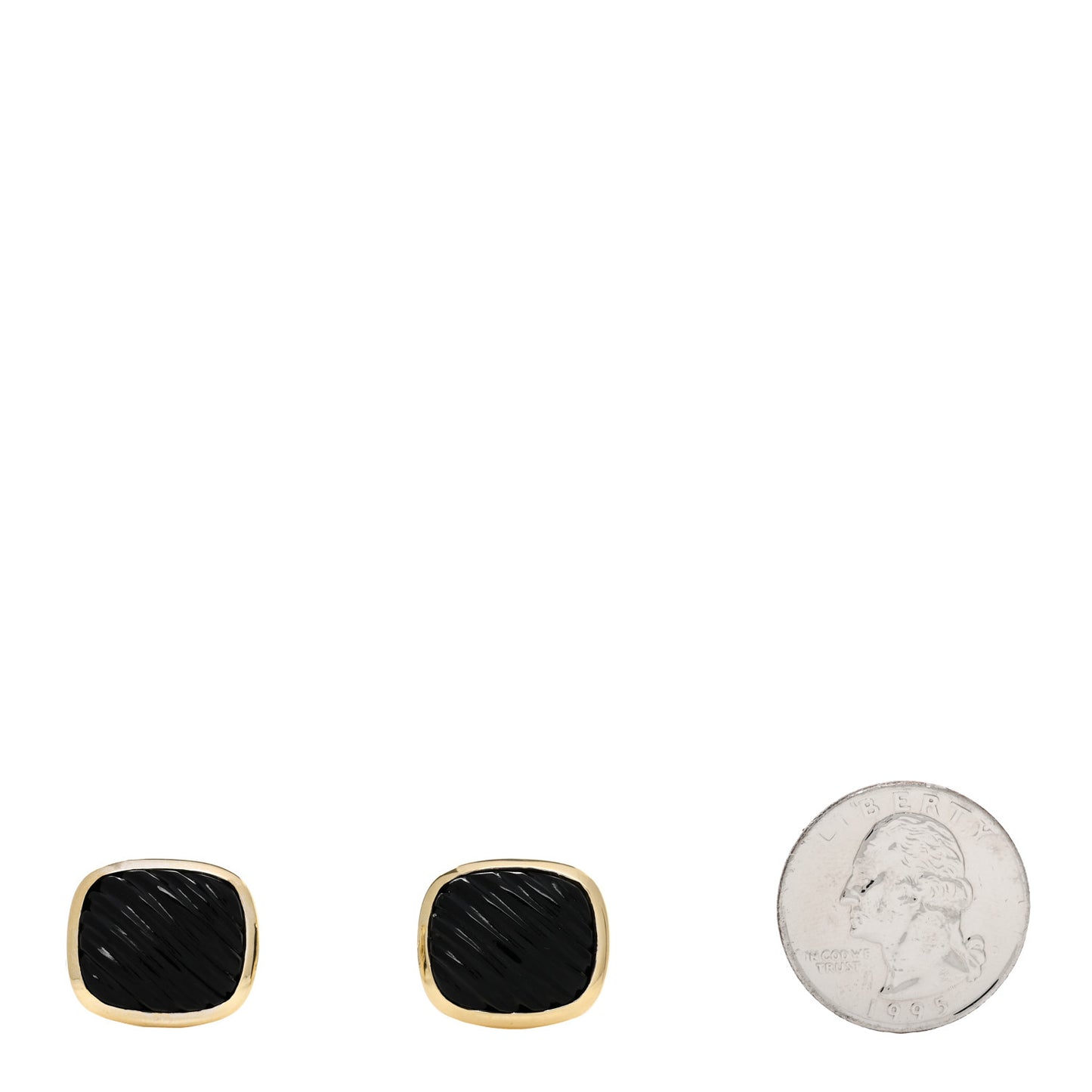 Sterling Silver 18K Yellow Gold Black Onyx Albion Cufflinks