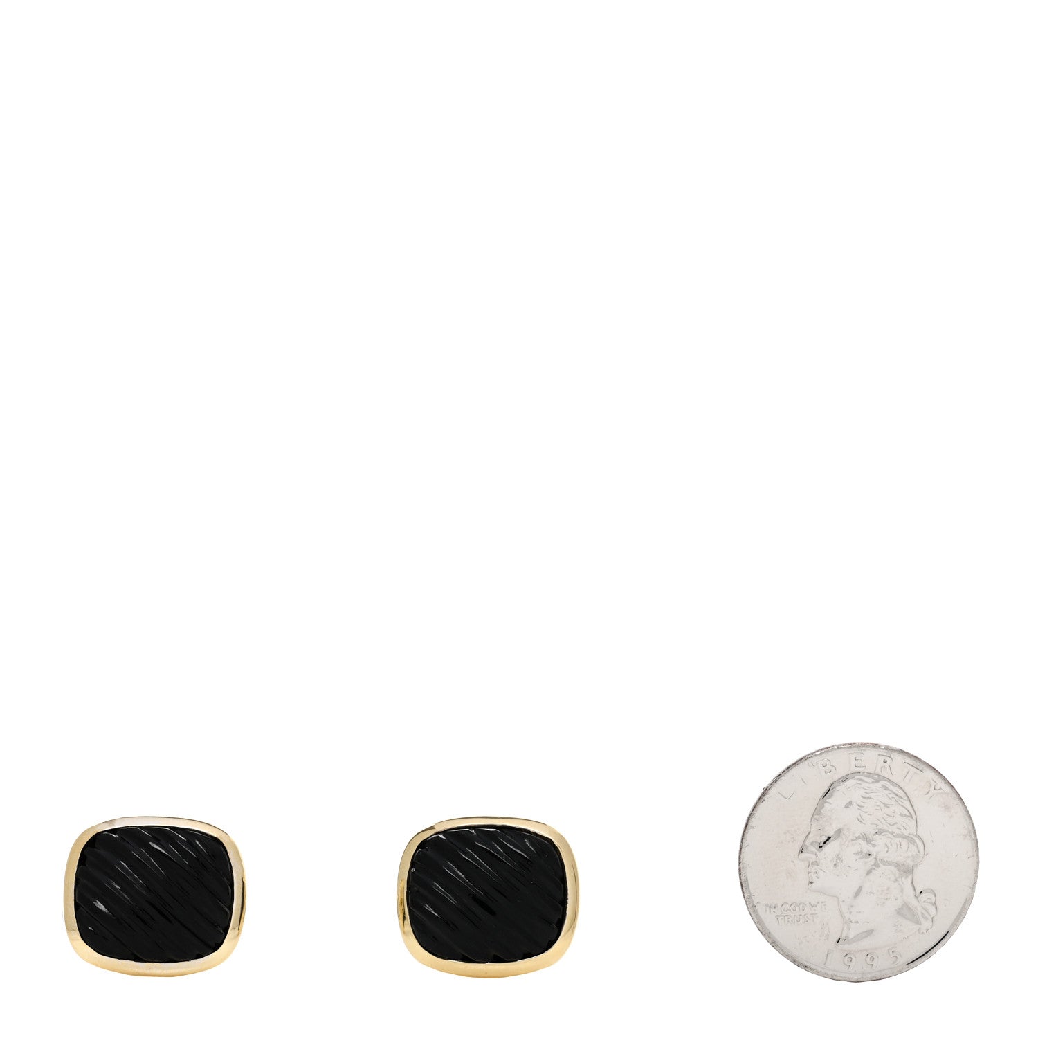 David Yurman Sterling Silver 18K Yellow Gold Black Onyx Albion Cufflinks 2 of 5